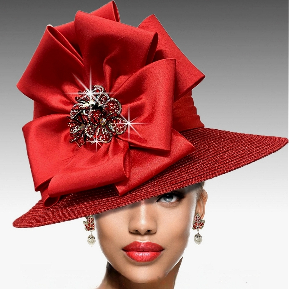 Showstopper Fabulous Couture Masterpiece Big Bow Hat Jeweled Brooch Church Delta
